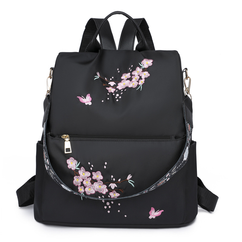 TEMU Korean-style New Oxford Cloth Embroidered Thread Backpack For Women, Easy Large-capacity Multifunctional Travel Bag For Students