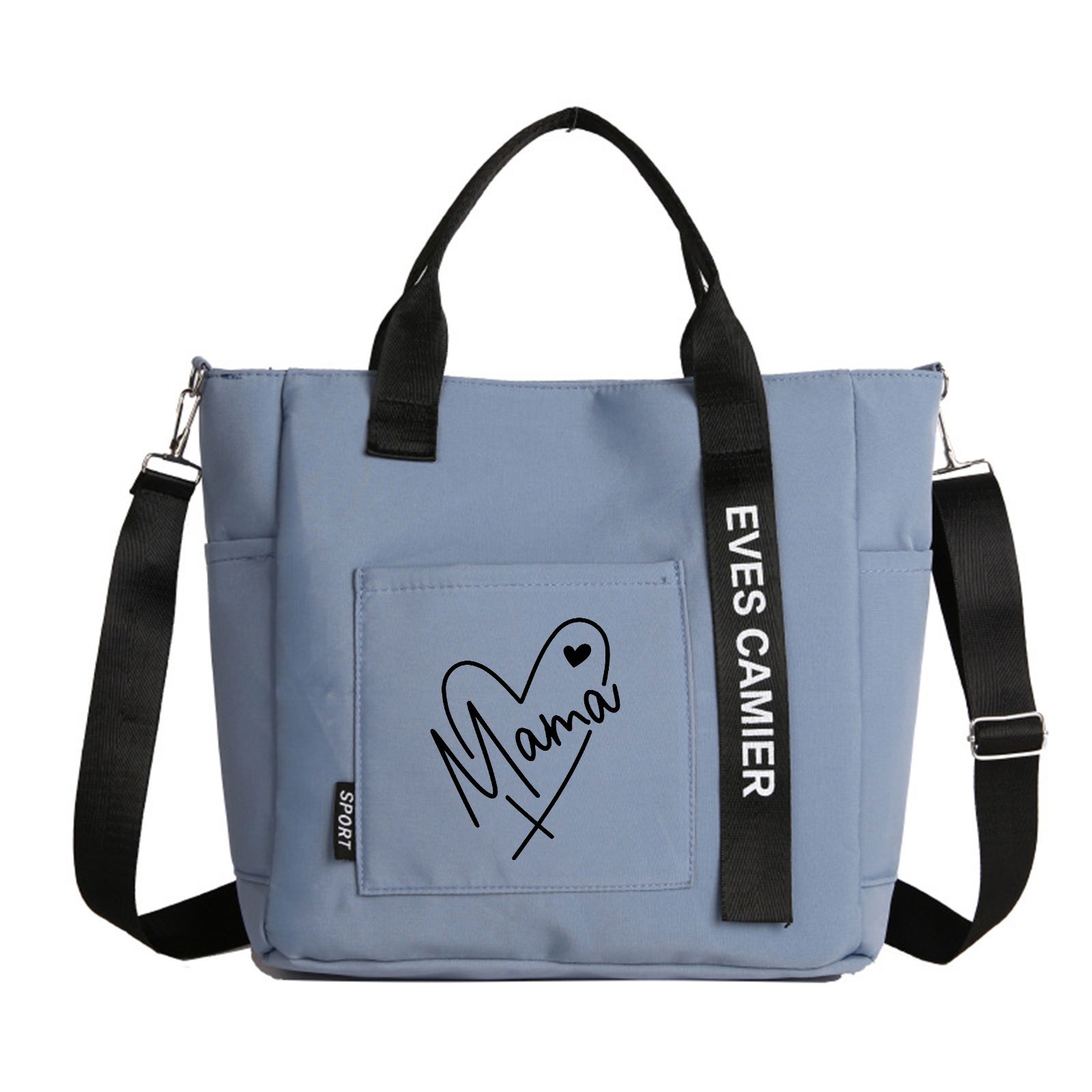 TEMU Women's Tote Bag With Mother's Day-themed Elements, Featuring A Heart And "mama" Lettering Print. Multi-pocket Letter Handbag, Stylish And