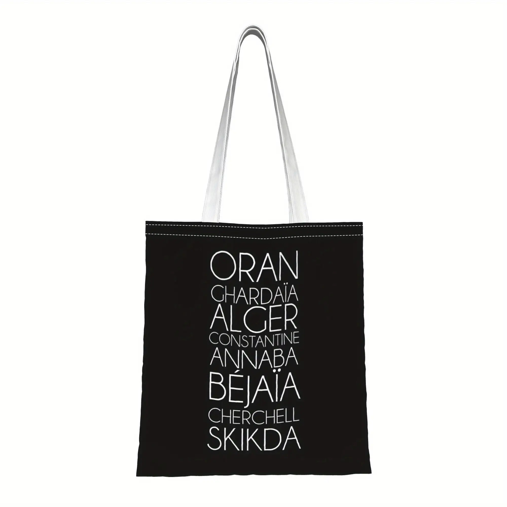 TEMU 1 sac fourre-tout présentant des de algériennes (Oran, , , Béjaïa, , Skikda) - un sac de courses durable et réutilisable avec des poignées
