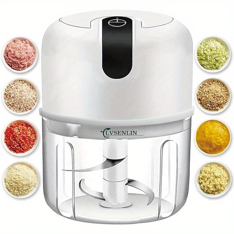 8.45oz electric garlic chopper, a compact and   grinder,   chopping garlic, onions, and blending   foods like ginger, chili, and meat., food processor electric, electric food chopper, food processor for kitchen, mini food processor, mini food chopper, chopper for food and vegetable, vegetable and fruit chopper, vegetable slicer and chopper, vegetable chopper, kitchen gadget, food processor, onion chopper Product details 1