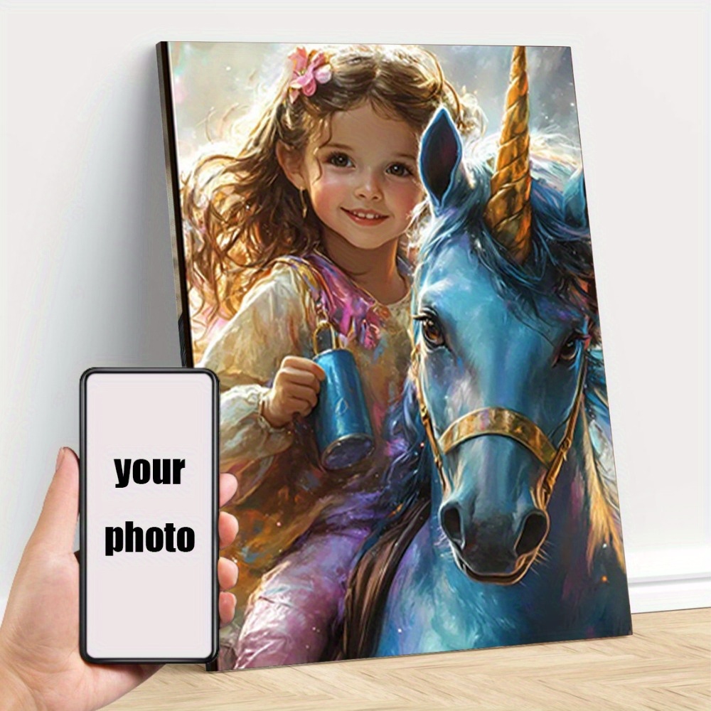 

Customizable Princess & Unicorn - Vibrant Personalized Photo Art, White , Rectangular, Contemporary Style - Ideal Gift For Girls