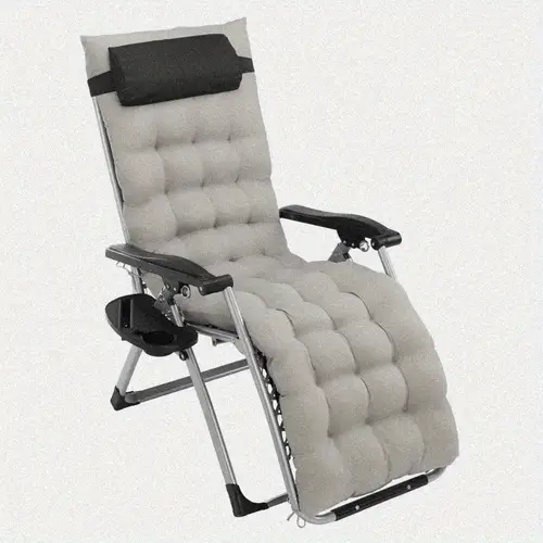 infinity zero gravity chair with pad patio chairs with pillow and utility tray adjustable folding recliner for deck patio beach yard grey