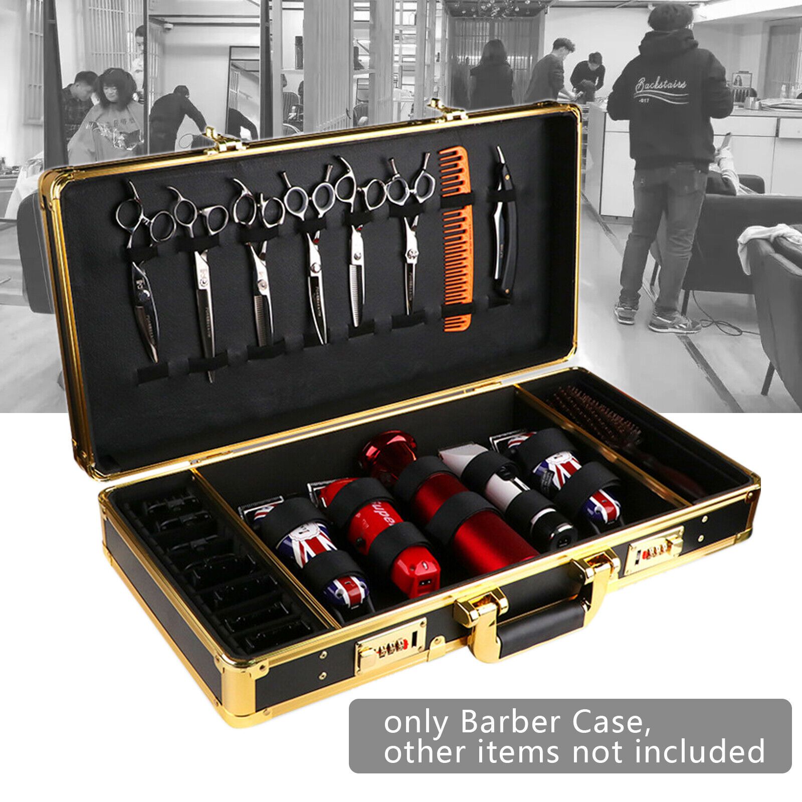 TEMU Quiltern Large Barber Suitcase Carrying Case Hair Trimmers Tool Box Trimmers Storage Box, Great To Organize Clippers, Trimmers, Blades, Shears,