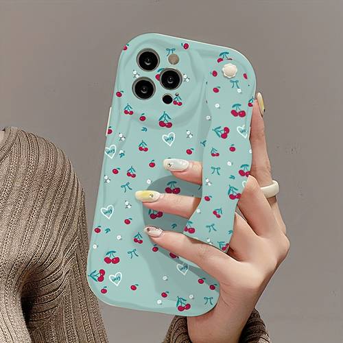 item picture phone case a stylish and trendy cream style patterned printed wrist strap phone case designed tpu phone protector suitable for series iphone11 12 13 16 pro 17pro max samsung series galaxy a05 a15 a25 a35 a53