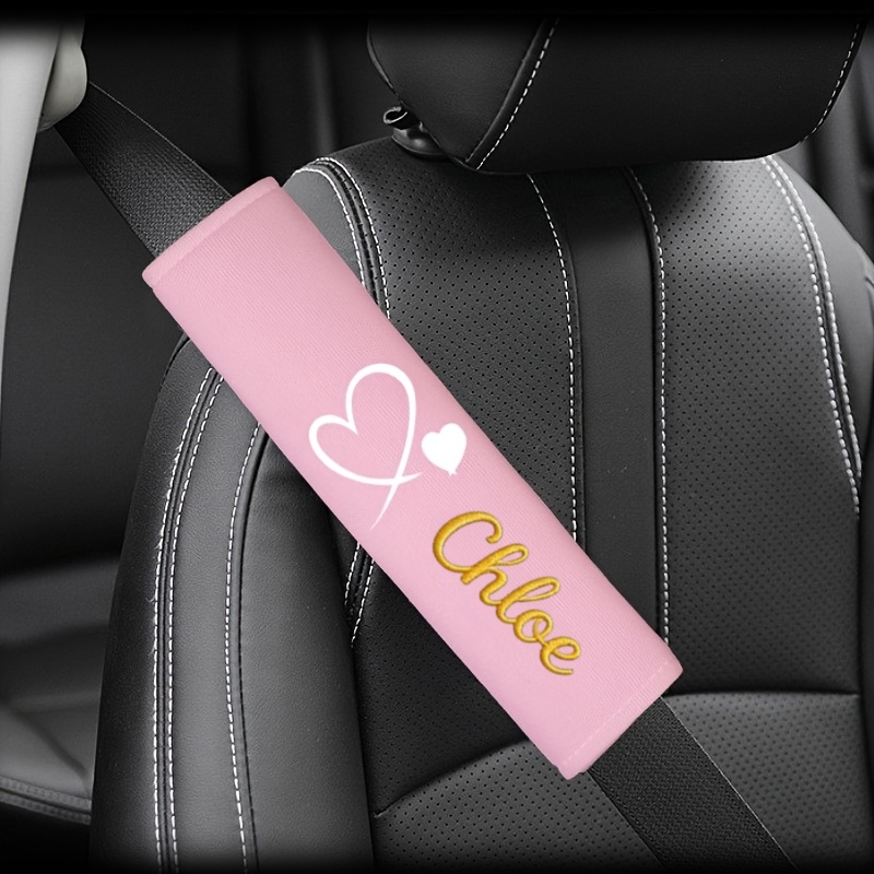 TEMU Customized Personalized Embroidery Car Seat Belt Shoulder Pads, Soft And Comfortable Protective Cover, Extended Car Safety Belt Long Distance
