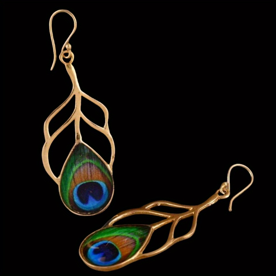 1 Pair Of Elegant And Cute Pearooster Feather Leaf Shaped Pendant Earrings, Creative Animal , Gifts For