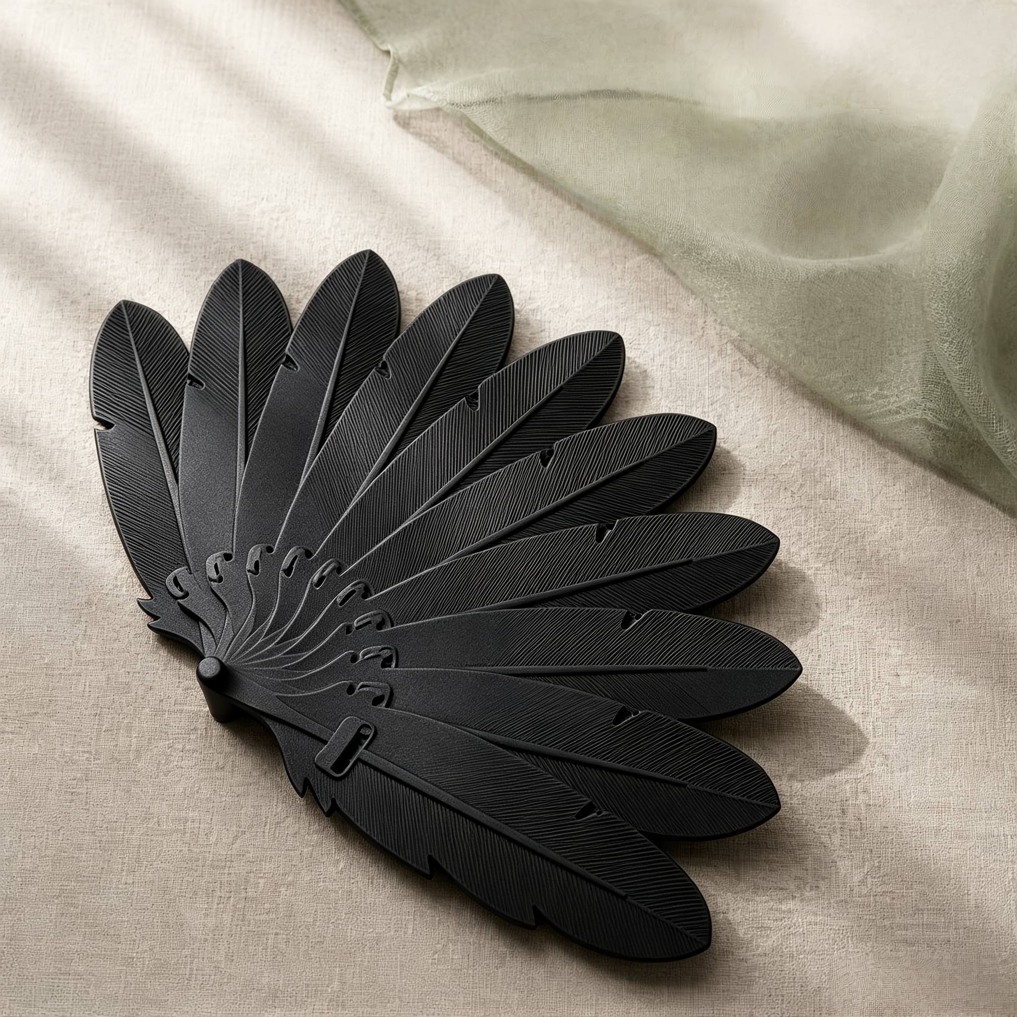TEMU 1pc Éventail en Plume (), Sculpture Décor de Table Éventail à Main, Cadeau Idéal