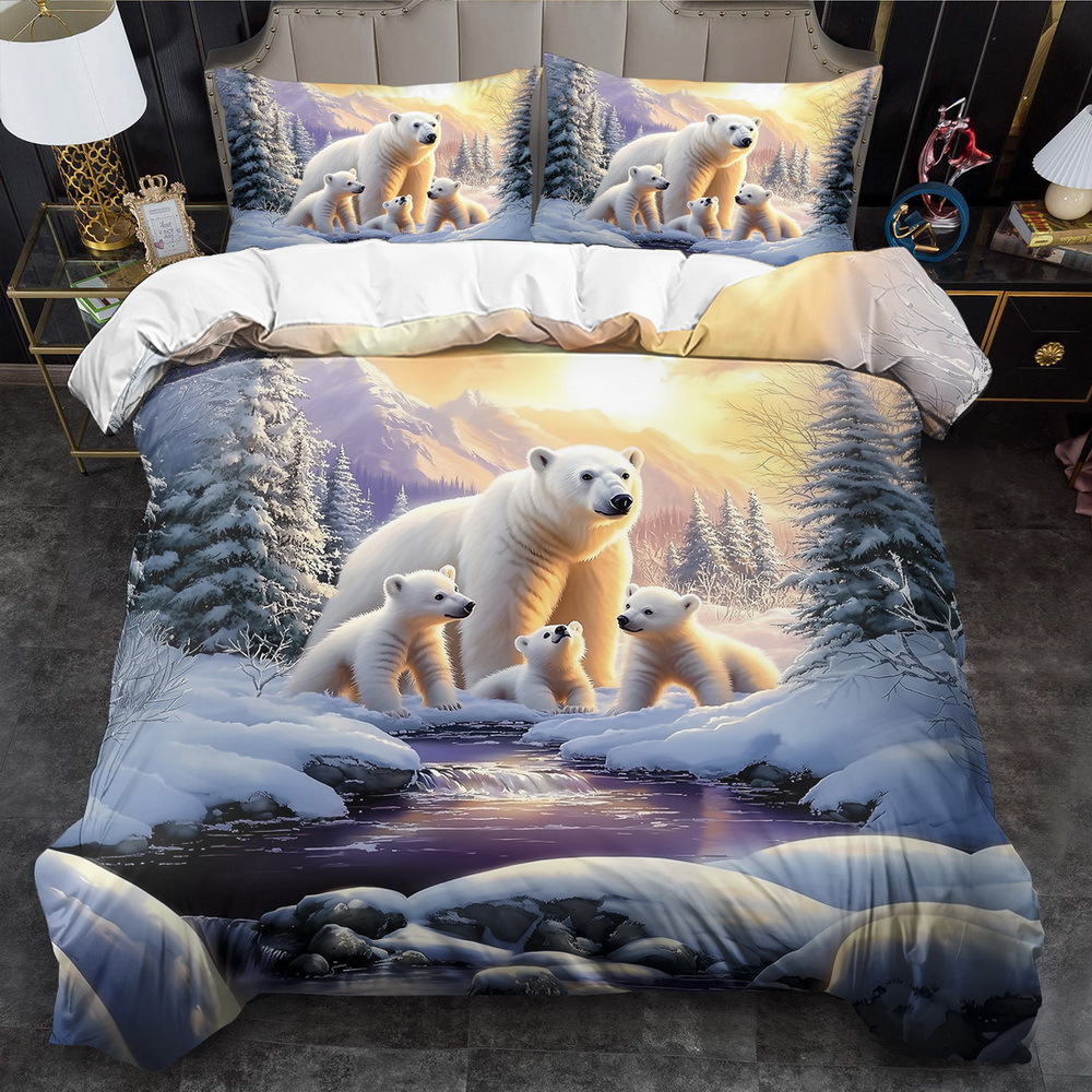 

Bear Theme Set - 2/3pcs, , Comfortable And , Pattern Printed Bedding Set, Bear Printed Set, 100% Washable, Suitable , Suitable For Bedroom Or , Including 1 + 1 Pillowcases, Does Not