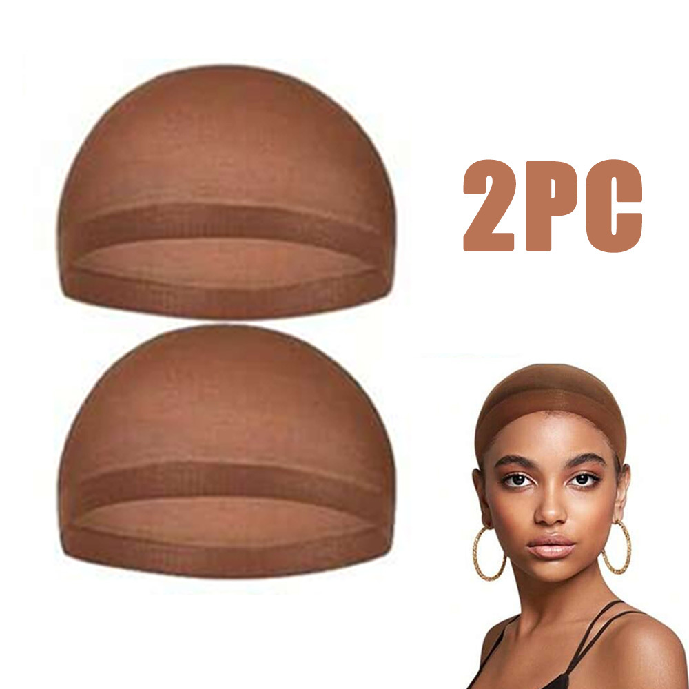 TEMU Stretchy Nylon Wig Caps For Women/men - Breathable And Secure Stocking Caps For Lace Front Wigs, In Brown