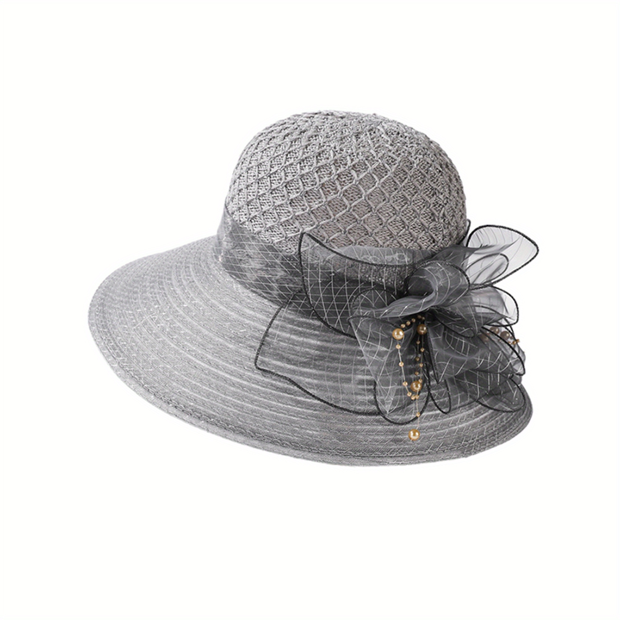 Elegant Gray Women\'s Hat with Floral Accent Grey Wedding Hat With Veil - Silver Kentucky Derby Hat for  main image 3