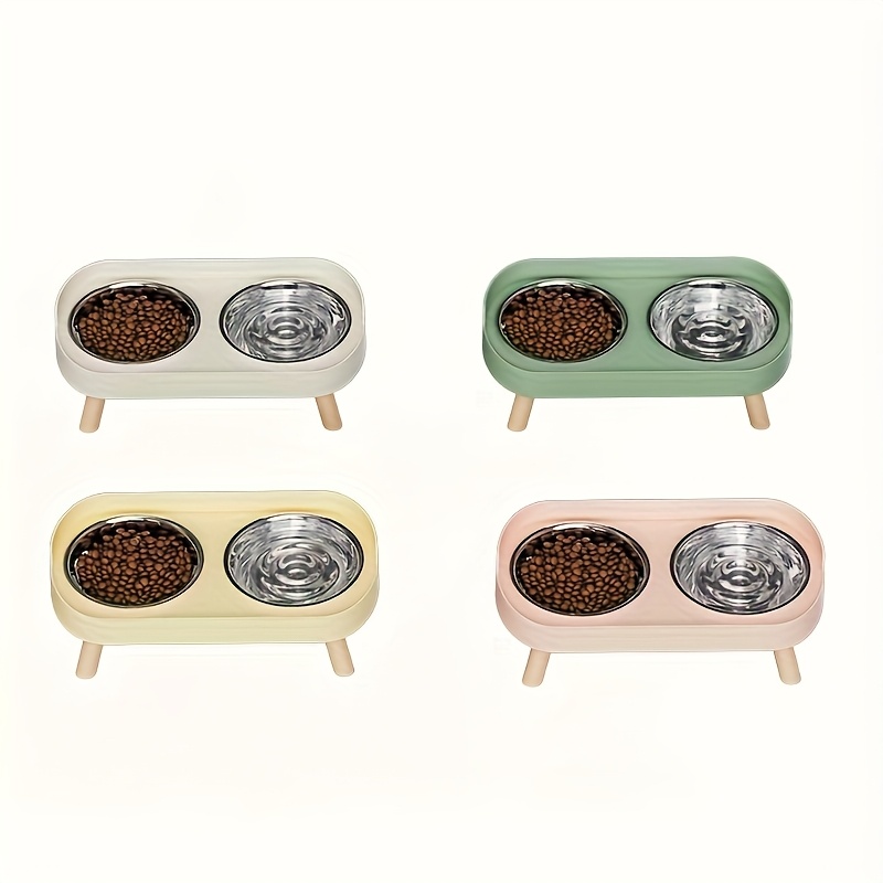 Customizable Name Or Text, Double Bowl Pet Food And Water Dispenser with Splash Guard And Stand - Ergonomic Design Suitable for Cats And Small Dogs, Easy to Clean Detachable Bowls