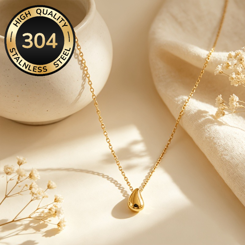 TEMU Easy And Compact Stainless Steel Drop Pendant Necklace, Women's Pendant Necklace, Easy Accessory, Stainless Steel Material, Easy And Elegant,