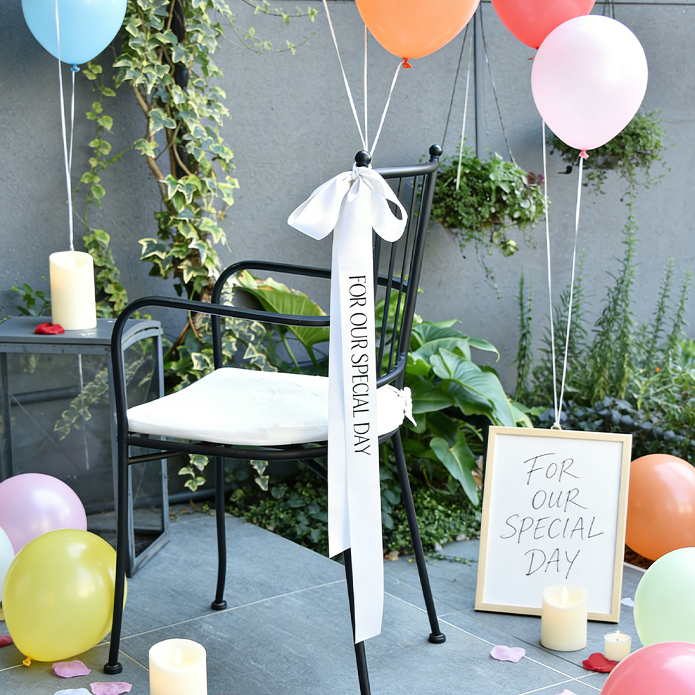 TEMU 1pc Custom Wedding Chair Back Ribbon, Personalized Wedding Chair Back Ribbon With Custom Text, Customized Wedding Chair Seat Ribbon, Seating