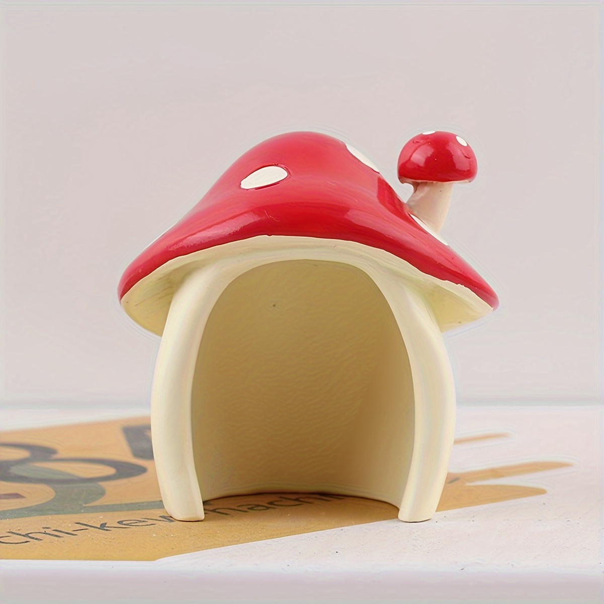 Image of 1pc Red Mushroom Room Resin Ornaments Home Micro Landscape Matching Shooting Prop Ornaments For Halloween Thanksgiving Christmas Decorations Collectible Figurines