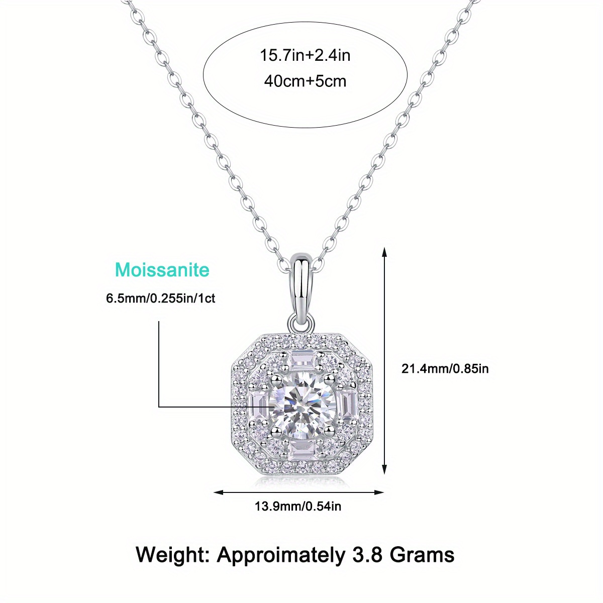 1 Carat Moissanite Pendant Necklace, Versatile Gift