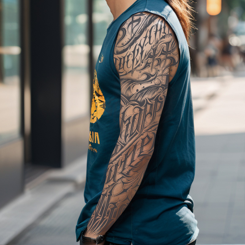 1pc gothic style waterproof temporary tattoo sleeve long lasting 10   semi permanent non reflective   tattoo sticker for men and women paper material