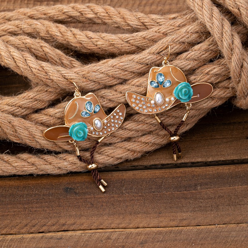 Western Style Cowboy Hat Shaped Earrings, Unique Design