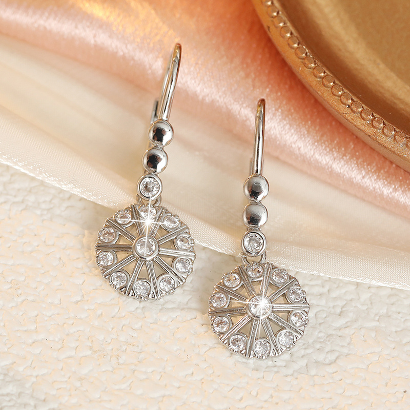 Light Luxury Women's Drop Earrings with Sun Pattern Design