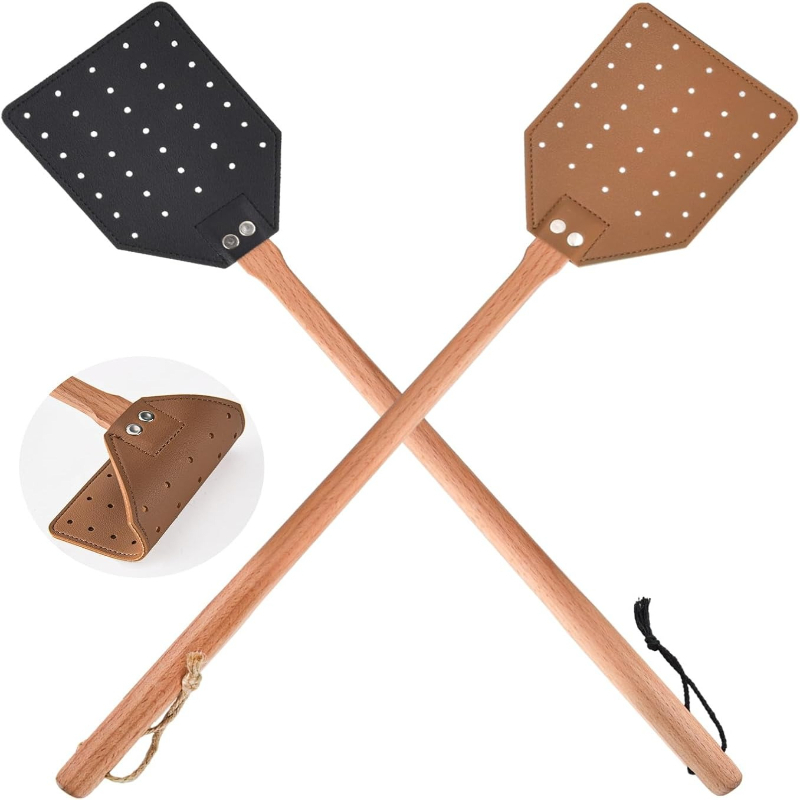 2pcs Swatter, Sturdy Fly Swatter With Wooden Handle, For Indoor And Outdoor Use, Swatter
