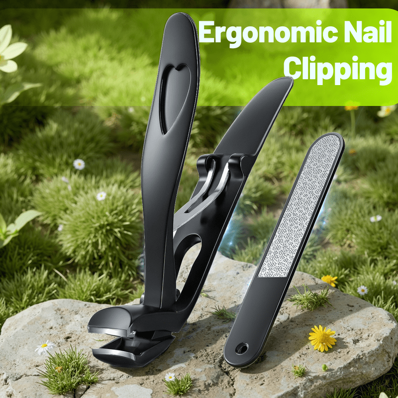 HEYMIX Toe Nail Clippers - Wide Jaw Nail Clippers for Thick Nails, Professional Nail Cutter Care Kit for Seniors, Angled Head Toenail Clipper Set with Catcher for Men and Women, Travel Box for Gifts