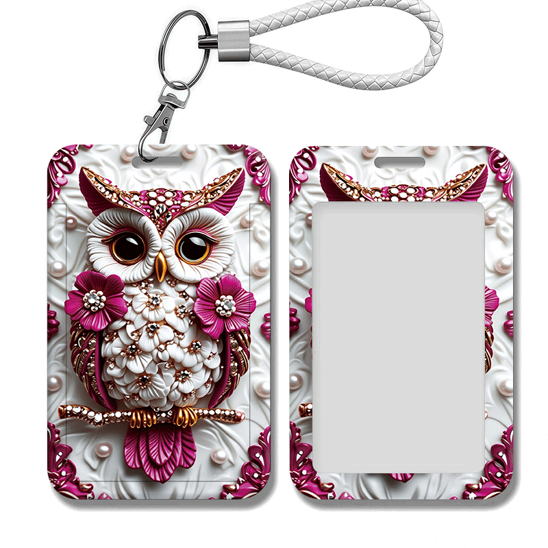 TEMU Porte-cartes avec motif floral de et perles, porte-cartes portable avec cordon, pour infirmières, médecins, enseignants, bureau, école -