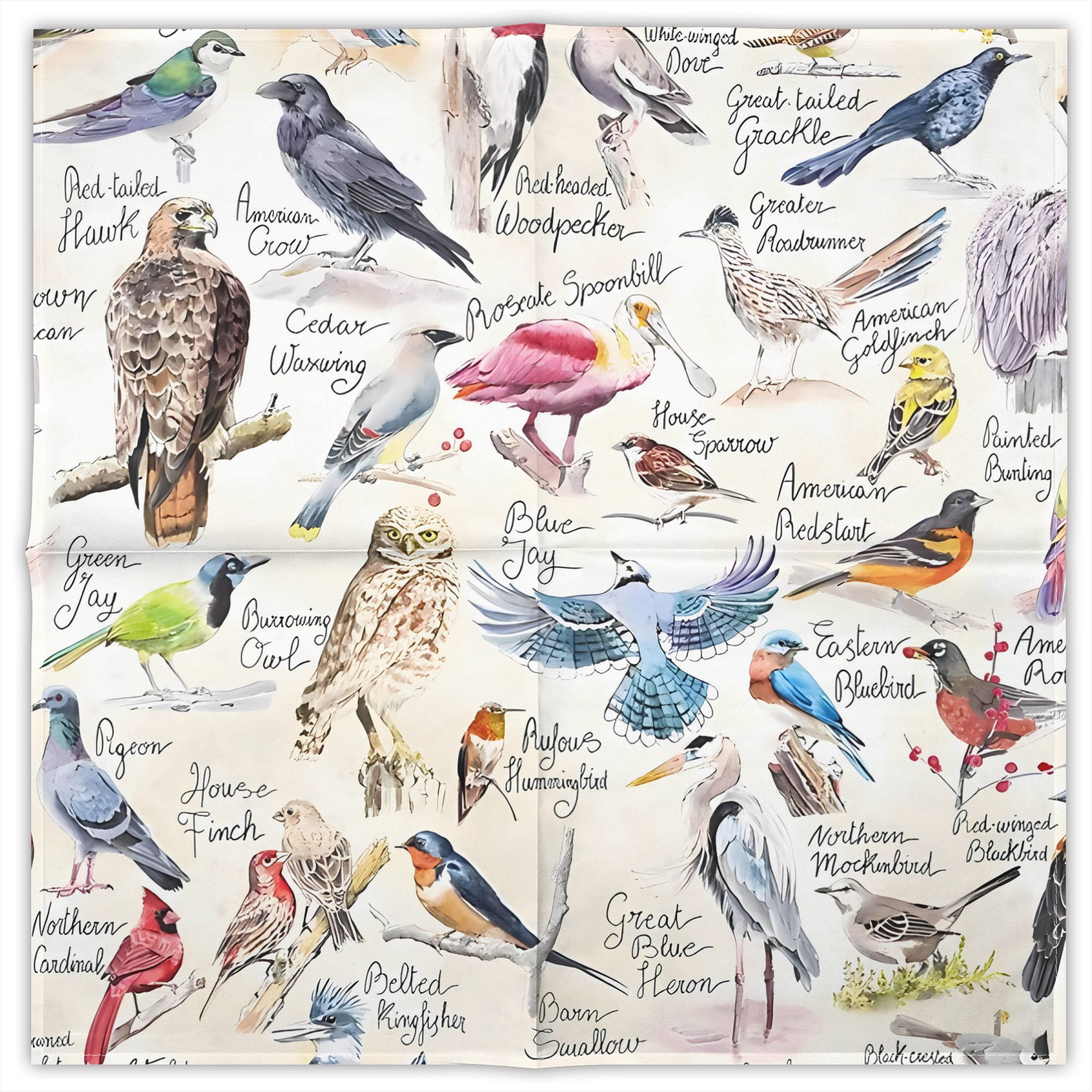 TEMU 2d Print Design 2d Print Design Birds Unisex Printed Bandana Hip Hop Street Handkerchief Outdoor Stylish Scarf For Riding Hiking Party Accessory
