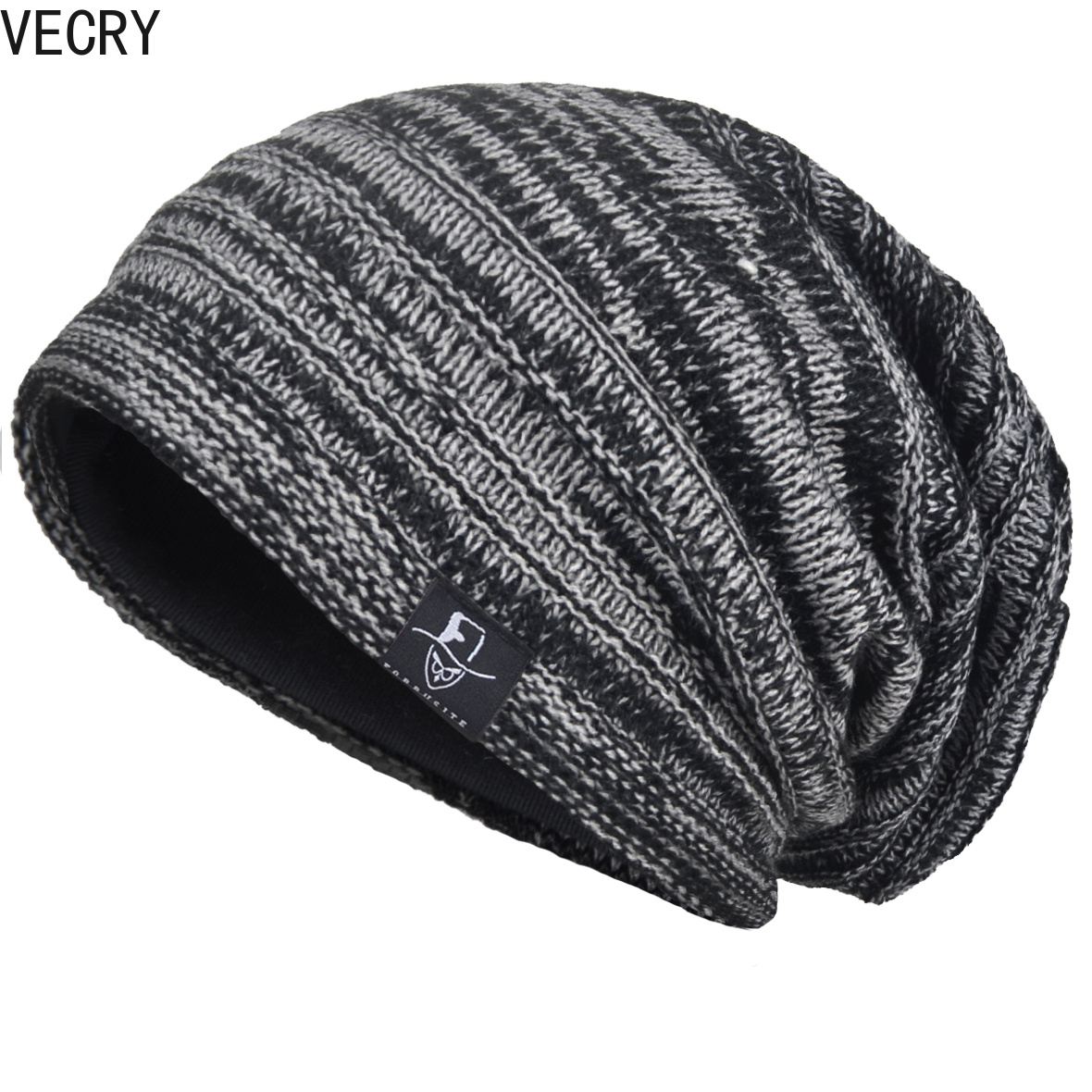 E-shop VECRY Herren Übergroße Skull Slouch Beanie Große Vintage Strick Sommer Winter Mützen