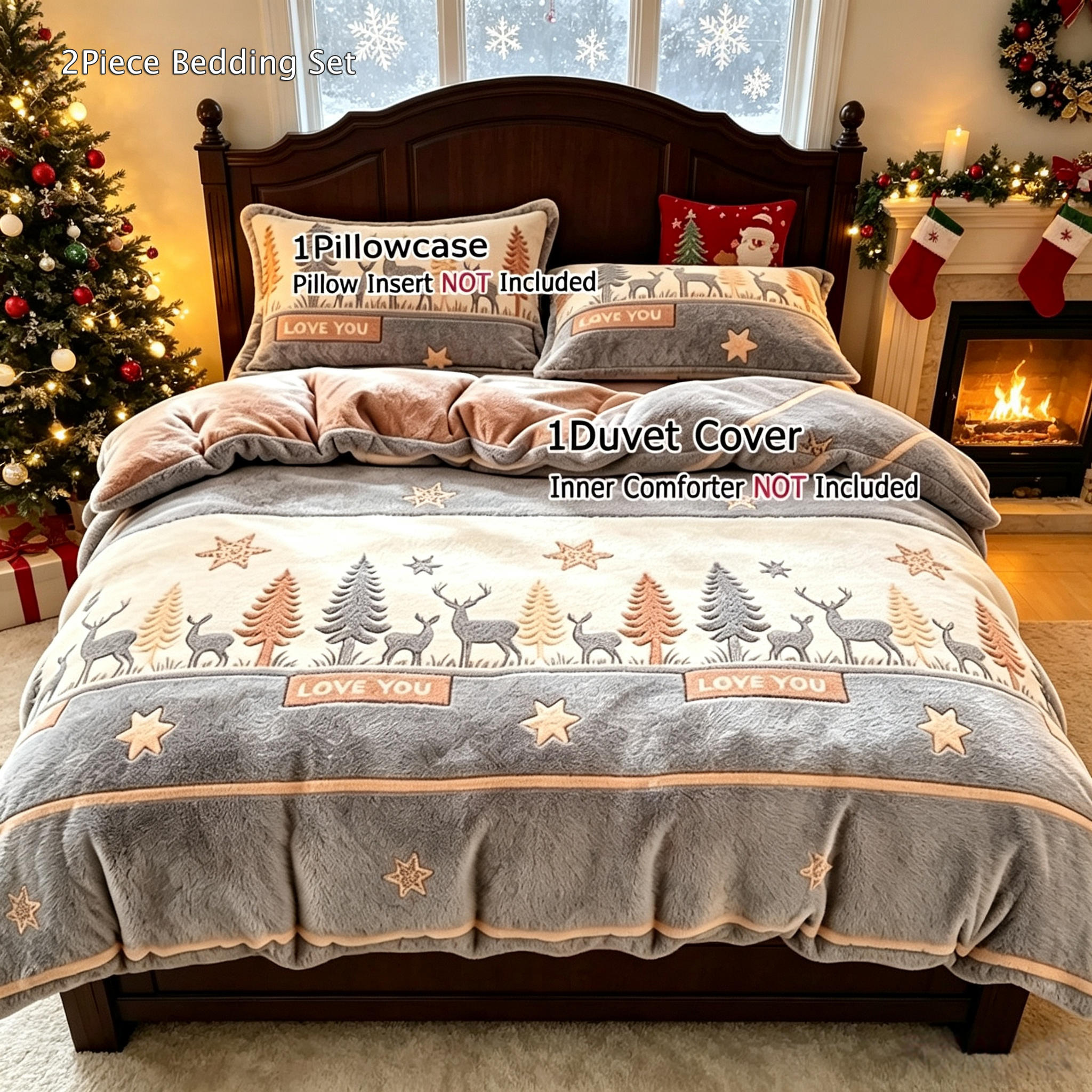 Image of 3/2pcs Plush Duvet Cover Set - Includes Pillowcases, Soft And Warm For Autumn/winter, Comfortable Bedding For Single Or Double Beds, Does Not Pillow Inserts, Duvet Insert, Or Bed Sheet
