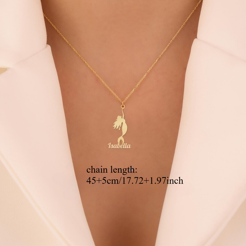 Women's Personalized Mermaid Name Necklace with Dancing Mermaid Charm
