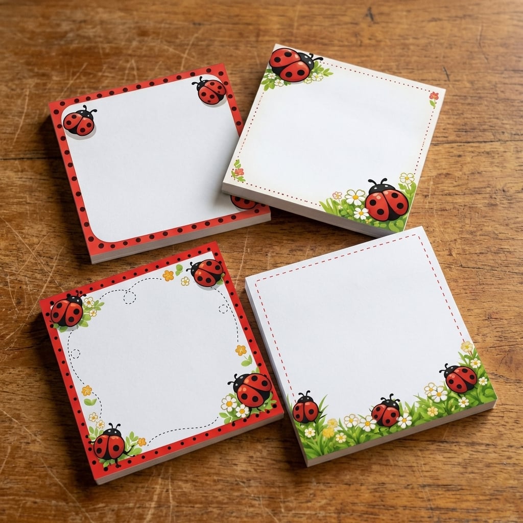TEMU Lot de 4 -notes Adhésifs Coccinelle pour Enseignants et Collègues - 50 Feuilles/Lot, -notes Floraux 3x3 Pouces avec Coccinelle, Accessoires de