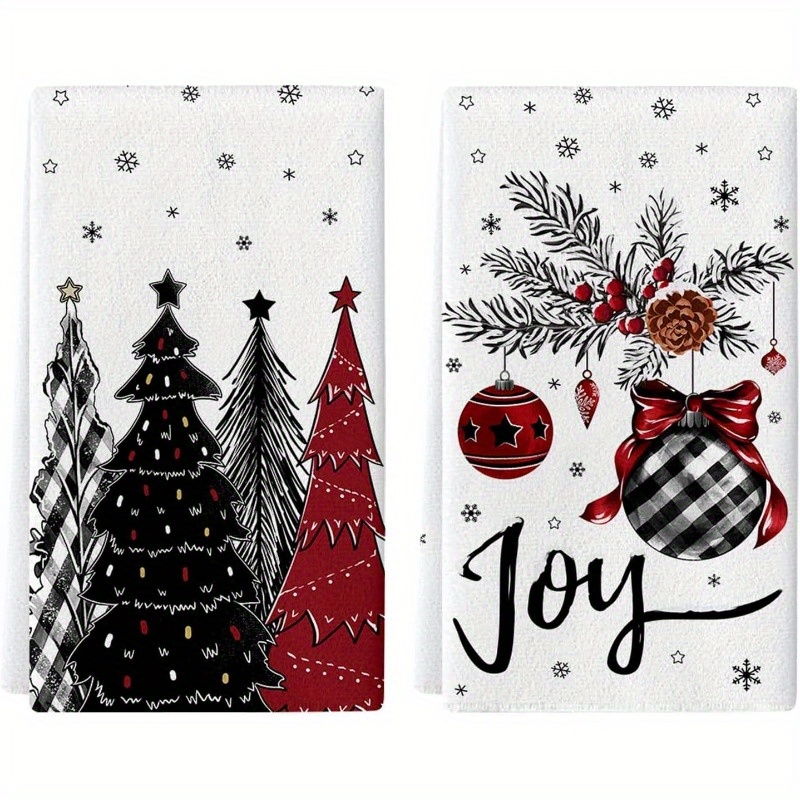 

2pcs 18*26inch Christmas Hand Towel Set, Ball Christmas Tree Hand Towel, Christmas Bathroom Decoration Soft Absorbent Hand Towel, Suitable For Bathroom Gym Spa