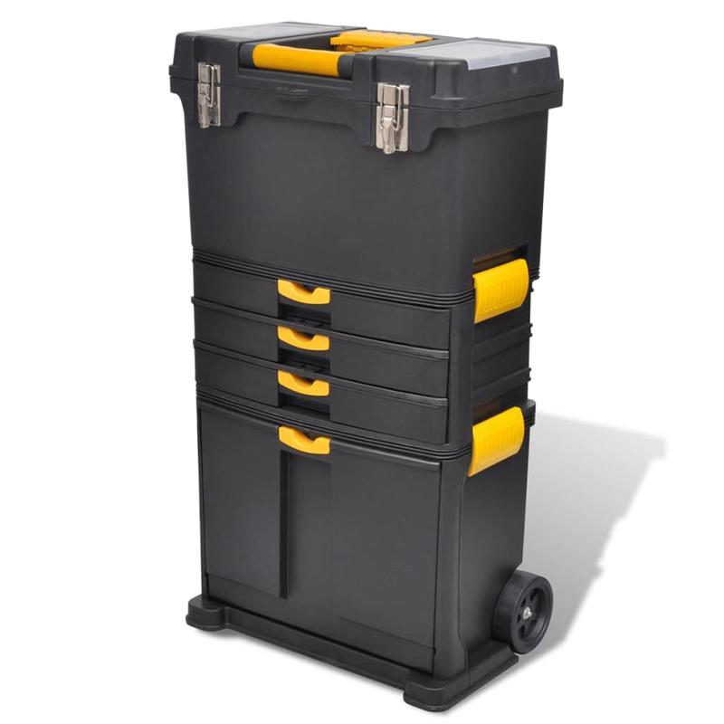 Heavy-Duty Tool Cabinet with Smooth-Rolling Wheels - Multi-Tier Storage, Reinforced Plastic Frame & Lockable Drawers,   with Top Work Surface, Tool Organizer for Garage, Workshop, Job Sites - Durable & Lightweight Design, Tool Chest On Wheel, Rolling Tool Chest, Tool Box On Wheel, Rolling Tool Box, Tool Box, Toolbox