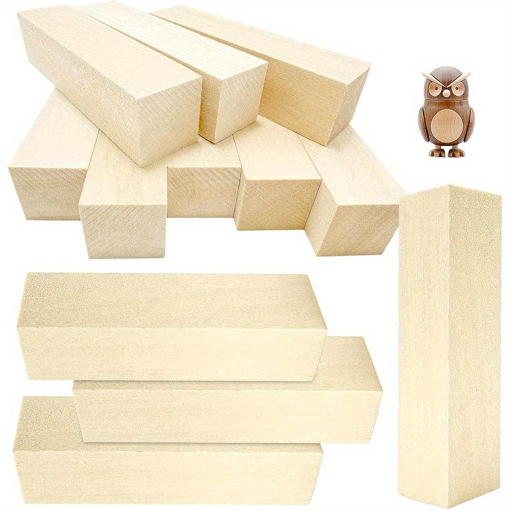 Image of 12 Pack Wood Blocks For Carving, Wooden Blocks For Arts And Crafts, Pinewood Carving Blanks, Wood Sticks For Beginner Or , Halloween Christmas Diy Projects