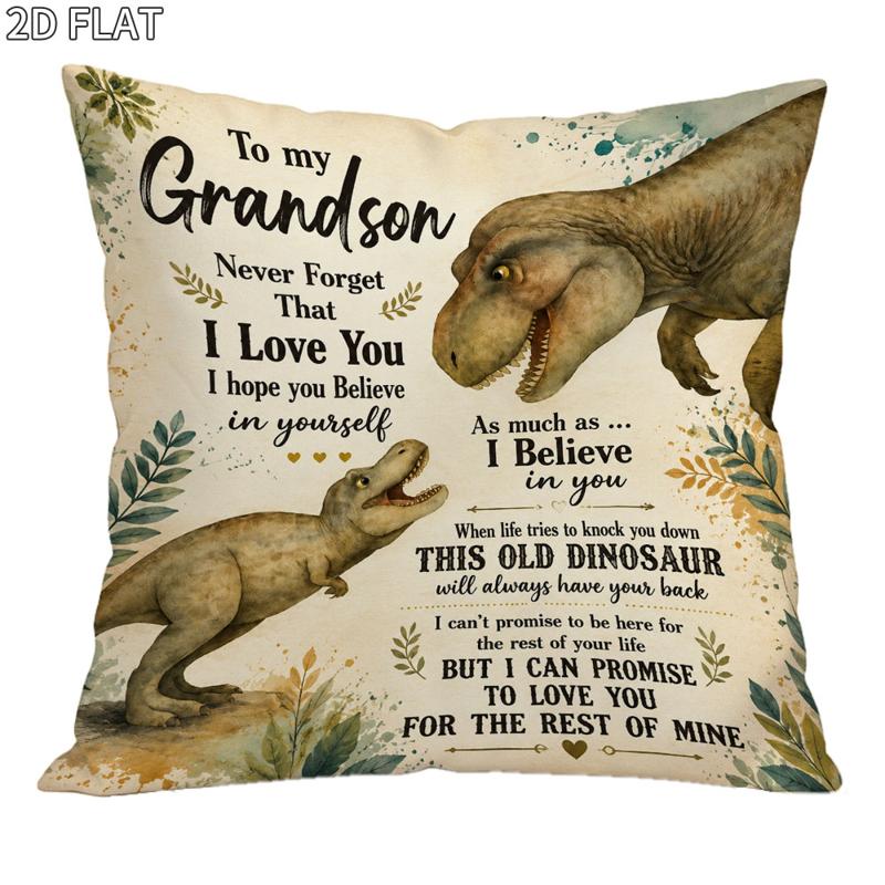 TEMU 1pc 1pcs/pcs Dinosaur Throw Pillow Cover Suitable For Bed Sofa Decor - 18x18 Inch Room Bedding With Zipper Closure, Soft Machine-washable ,