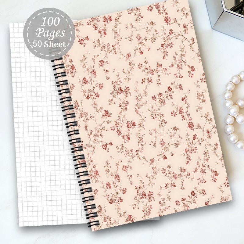 TEMU 1pc Cahier à Spirale Esthétique à Grille Journal de Voyage, Agendas de Bureau Amusants à Grille Plan d'Apprentissage Notes Cadeau de Fête Cahier