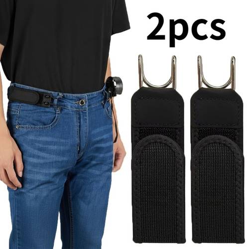 2pcs invisible free elastic polyester belts metal hook belts adjustable comfortable no non constricting waist suitable for daily commuting waistband fixing mens outdoor accessories