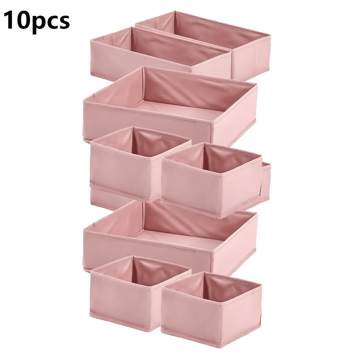 TEMU 10pcs Collapsible Fabric Storage Boxes - Foldable Cloth Basket Bin Suitable For Underwear, Bras, Socks, Lingerie - Space-saving Organizer For