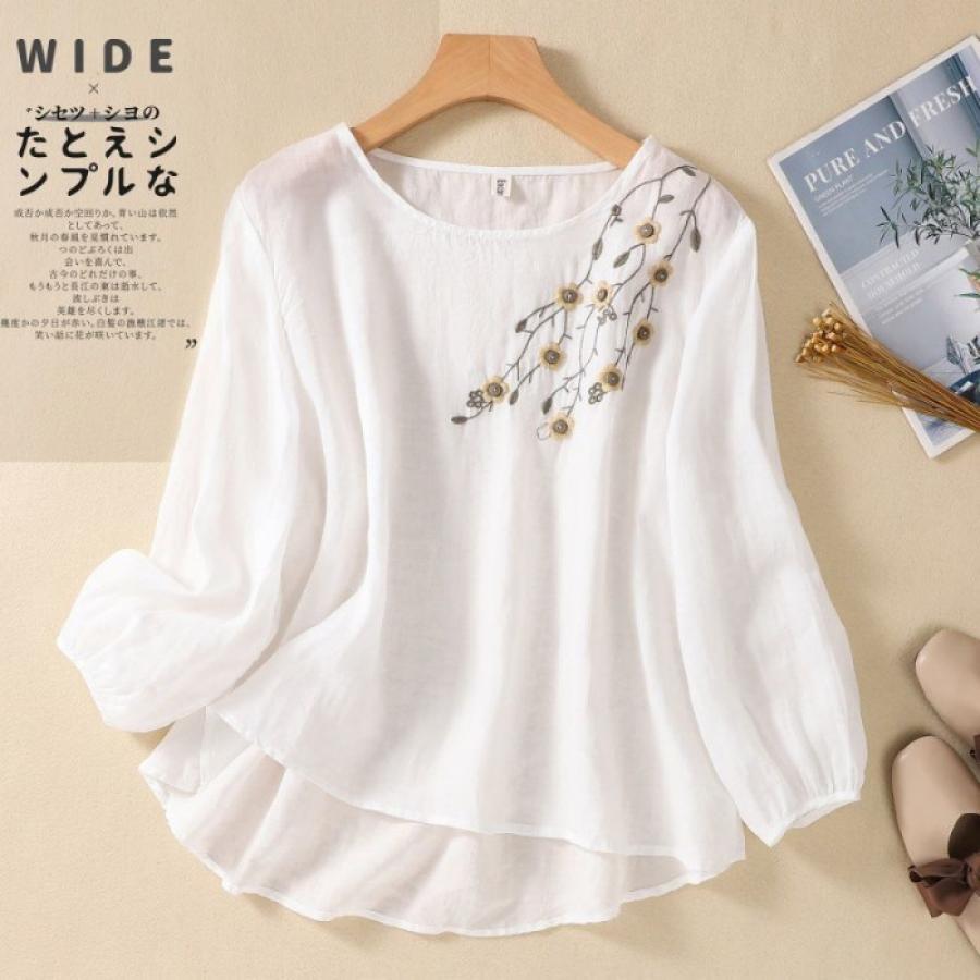 トップス Eaphi EMBROIDERY LONG SLEEVE SHIRTS EMBROIDERY LONG SLEEVE SHIRTS
