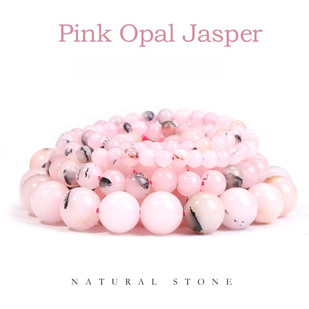 TEMU 4mm 85pcs Natural Stone Beads Pink Opal Jasper Loose Round Beads For Jewelry Making Bracelets Additions