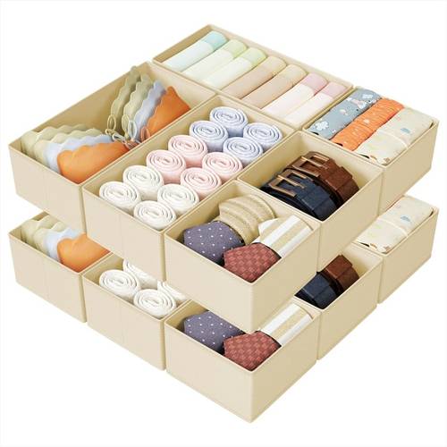 drawer organizers clothes set of 14 dresser organizer bins fabric closet organizers and storage shallow drawer dividers for nursery clothing baby clothes socks underwears tie beige