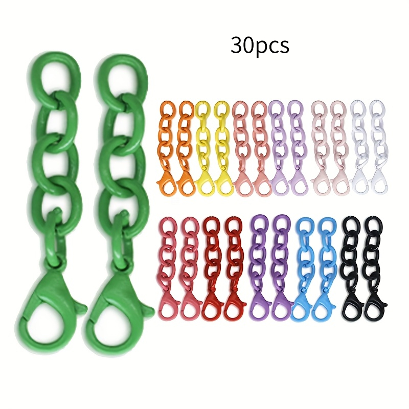 TEMU 30pcs Colored Chains With Lobster Clasps, Multi-colored Craft Materials, Handbag Packaging Decor, Chain Bag, Bag Packaging Decor - Wallet Making