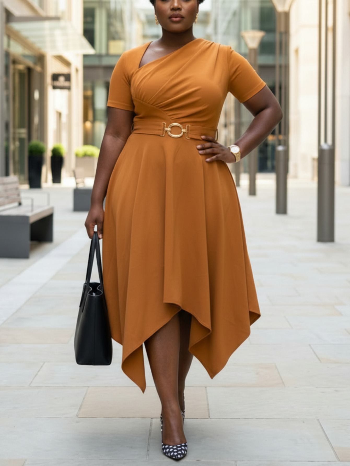 oversize dress The Linen Oversized Puff-Sleeve Dress