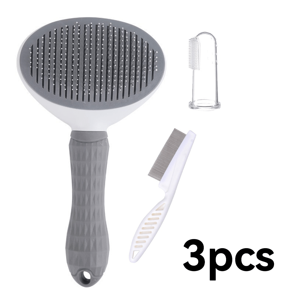 TEMU Kit de toilettage pour animaux de compagnie 3 pièces (brosse à poils, peigne à puces, brosse à dents à doigt pour animaux) Universel pour chats