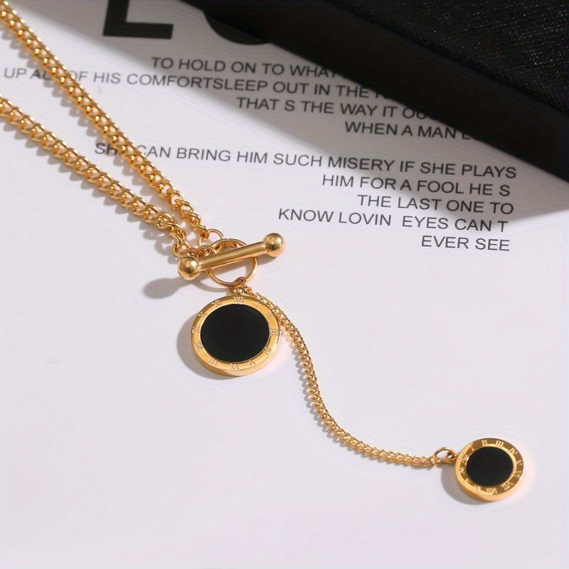 Women's 18K Gold-Plated OT Buckle Y-Shaped Necklace, Elegant