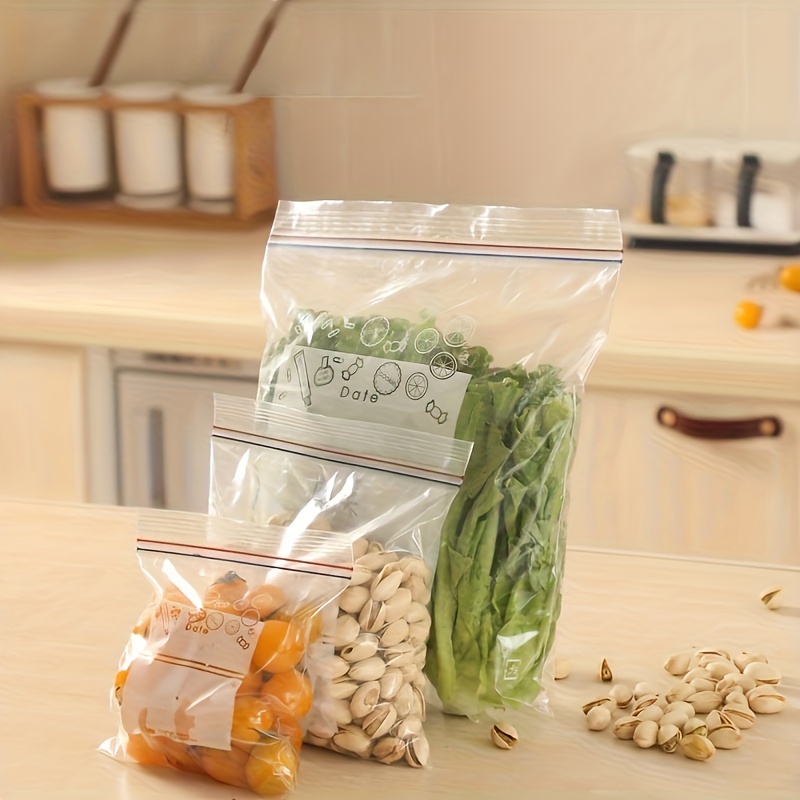 90pcs double sealed food storage bags zipper bags transparent sealed bags freezer snack nut drawer organizer vegetable preservation moisture proof kitchen supplies   for gift   halloween christmas valentines day