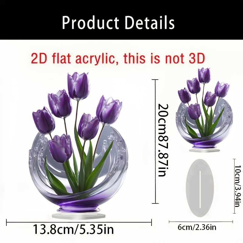 

2d Flat, 1pc Elegant Purple Acrylic Crystal Desk Decor - 7.87" Tall, Luxurious For Bedroom, Living Room, Cafe - Indoor/outdoor Decoration, Ideal Gift , Office Decor