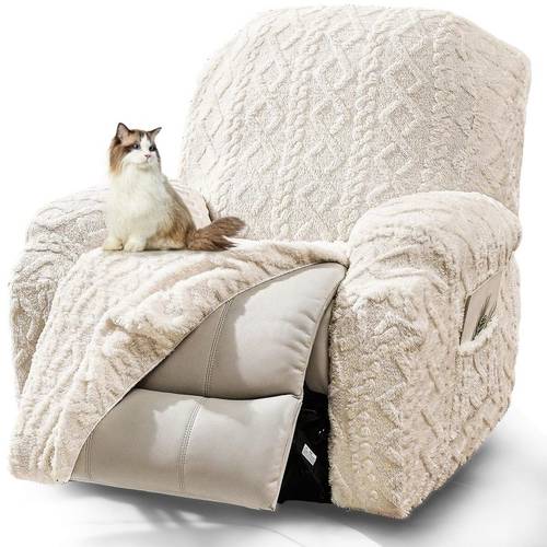 4pcs double sided jacquard rocking recliner chairs cover set stretchy armchair full coverage slipcover sofa set with side pockets pet proof fabric living room christmas home decor furniture protector