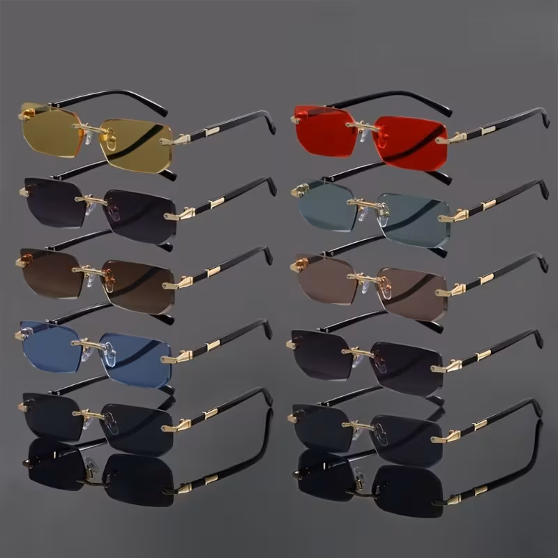 10 Pairs of Frameless Glasses Men - Oversized Butterfly-Shaped Vintage Frames Available in Colors (Unisex), Durable Metal Hinges, No Additions Needed - Stylish Design Suitable for Both Men And Women Glasses Men