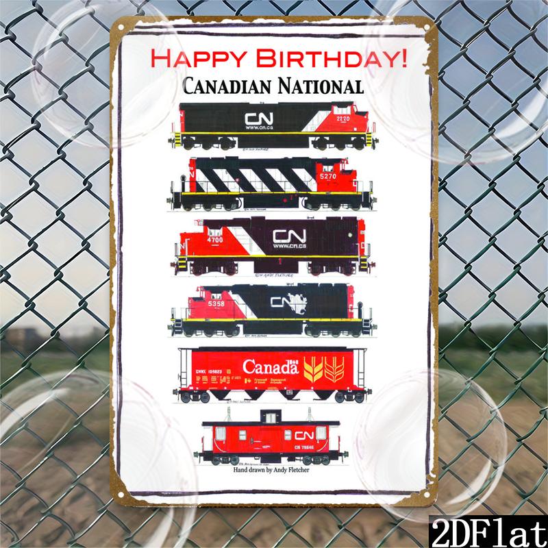 TEMU 2d Flat, 1pc, 1pc National (cn) Rail Logo Metal Sign – 20.32x30.48cm Retro Cn Train Wall Art With Cn Logo & Numbered 2dflat Design, Lightweight