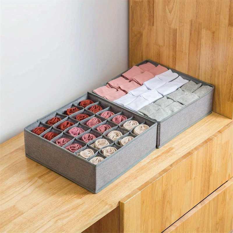 versatile foldable storage organizer for socks underwear ties   drawer divider with partitions   polyester fabric details 1